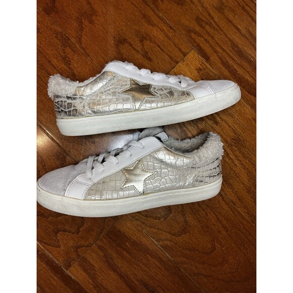 Vintage Havana Gold Star Sneaker Size 7 Snake print Fur Rim - Picture 7 of 8